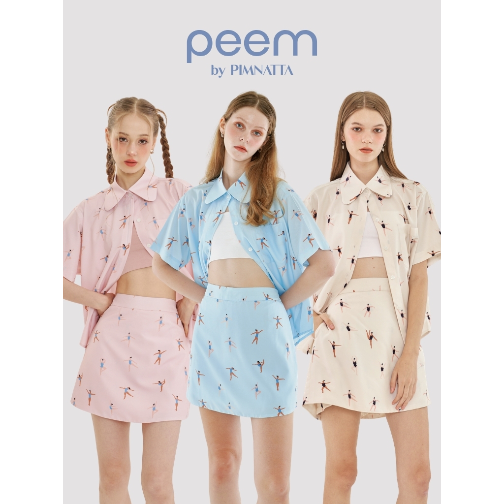 peem | กางเกงกระโปรง กางเกง กระโปรง ลายบัลเลต์ ลาย Whimsical ผ้าพิมพ์ลาย แมทช์เสื้อเข้าเซตได้