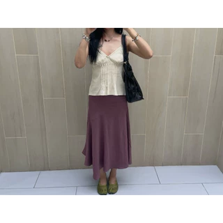 punn // Timeless skirt กระโปรงยาวซับในทั้งตัวมีสายผูกเอวให้