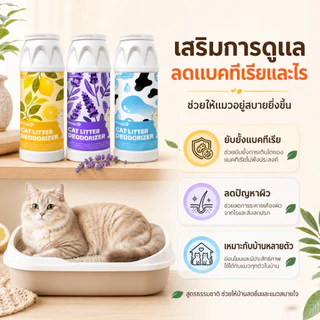 PETWELL ผงดับกลิ่นทรายแมว 500g ลดการสะสมของแบคทีเรีย ดูดซับความชื้น และช่วยยืดอายุทรายแมว