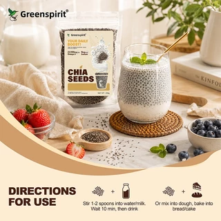 Greensprit เมล็ดเจีย ออร์แกนิค (Organic Chiaseed) ขนาด 500g อาหารทดแทนอิ่มใยสูง