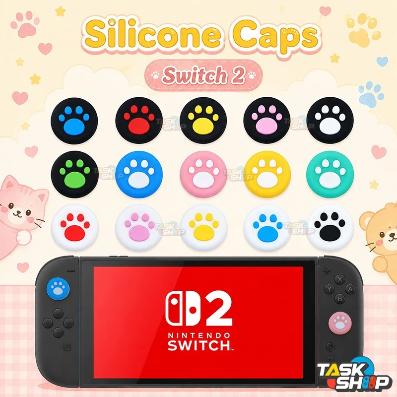 (1 ชิ้น) Switch 2 ปุ่มยาง / จุกยาง / ซิลิโคน 🎮 ลายเท้าแมว🐾Silicone หุ้ม Analog Joy-Con สำหรับ Switch 2
