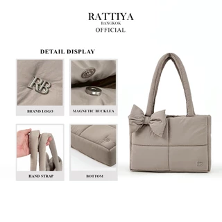 [RATTIYA BANGKOK] Bow Charm Crinkle Nylon / 4 colors กระเป๋านุ่มนิ่ม น้ำหนักเบา กระเป๋าผ้ากันน้ำ ทรงสวย สะพายไหล่
