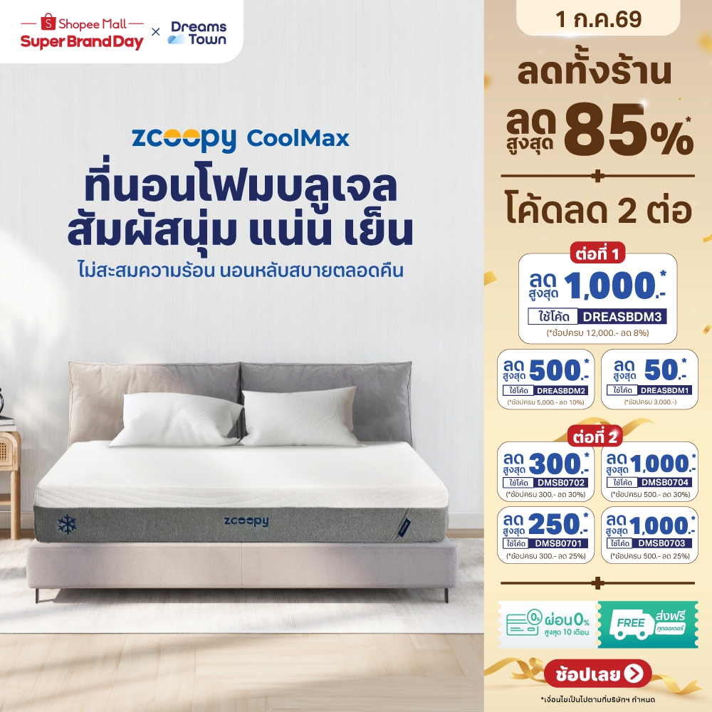 Zcoopy ที่นอนโฟมบลูเจล สัมผัสนุ่มแน่น ลดอาการปวดหลังจากการนอน ระบายอากาศดี ที่นอนไม่สะสมความร้อน รุ่น CoolMax