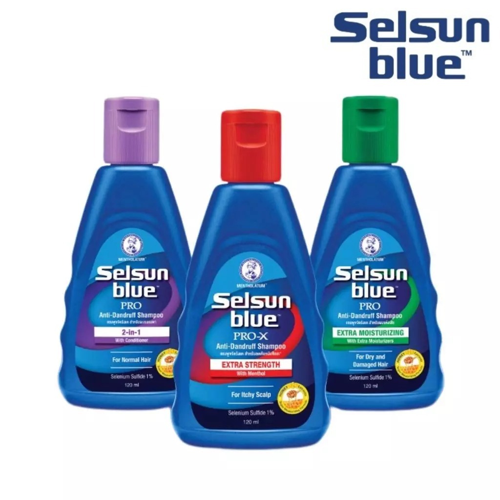 Selsen Blue เซลซั่น บลู เอ๊กซ์ตร้า สเตร็ง โปร-เอ๊กซ์ แอนตี้-แดนดรัฟ แชมพู 120 มล.