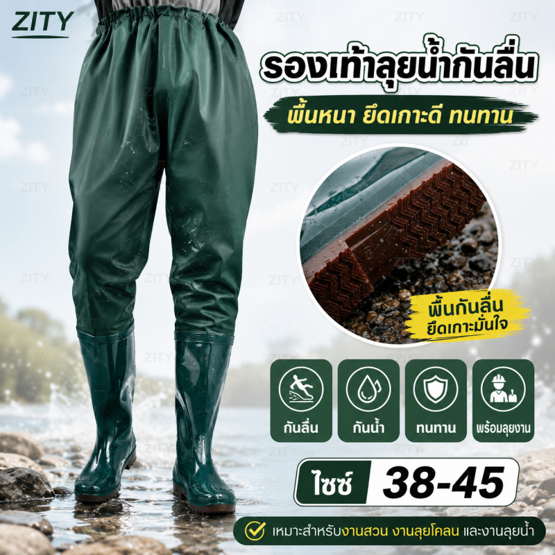 chishop Waterproof pants กางเกงบูทกันน้ำ PVC กางเกงทำสวน ทำไร่
