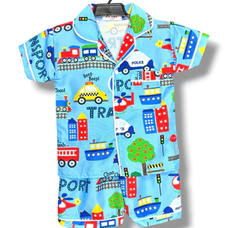 ชุดนอนเด็กแขนสั้น_ขาสั้น ไซส์ S-2XL (ผ้าคอตตอลผสมไหมอีตาลี)