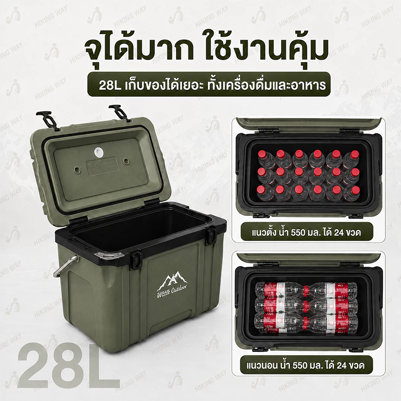 กระติกน้ำแข็ง ตู้เย็น แบบพกพา ตั้งแคมป์ กลางแจ้ง camping กระติกเก็บความเย็น 28L แช่เย็น 72ชั่วโมง thumbnail 6
