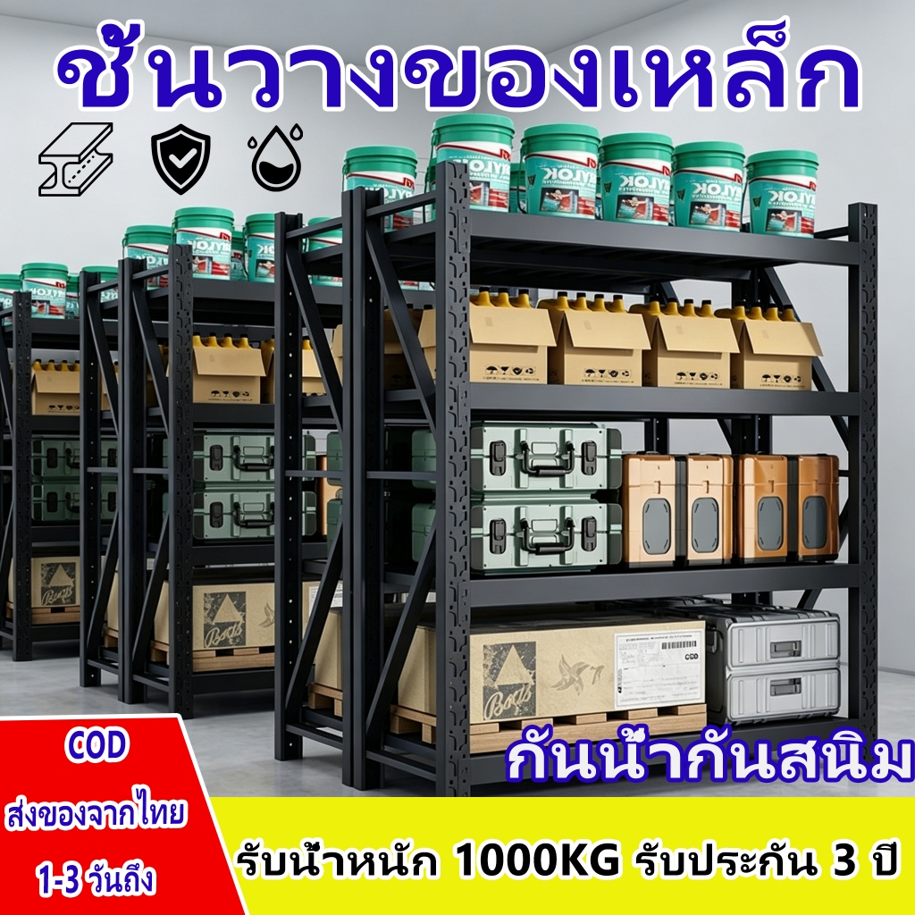 ชั้นวางของ ชั้นวางของเหล็ก 4ชั้น 200*60*200cm ชั้นวางของในครัว รับน้ำหนัก 1000 กก แข็งแรง