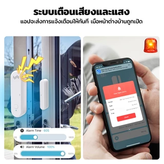 SMATRUL เซ็นเซอร์ประตูหน้าต่างอัจฉริยะ Tuya WiFi ระบบแจ้งเตือนเปิด-ปิด พร้อมเสียงและไฟเตือน ควบคุมผ่านแอป Smart Life