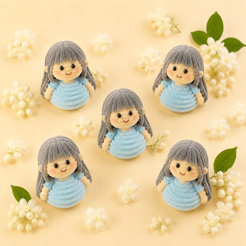 หัวตุ๊กตาคุณแม่คุณยาย 2 ซม ทำจากลวดกำมะหยี่ เซท 5 หัว thumbnail 7