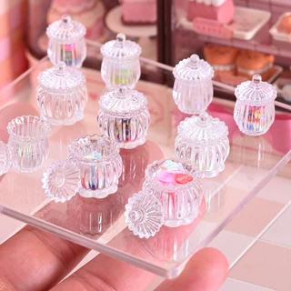 J215/4 โถใส่ลูกอมโมเดลจำลองขนาดเล็กทำจากเรซิน 4 ชิ้น(โถ4+ฝา4)