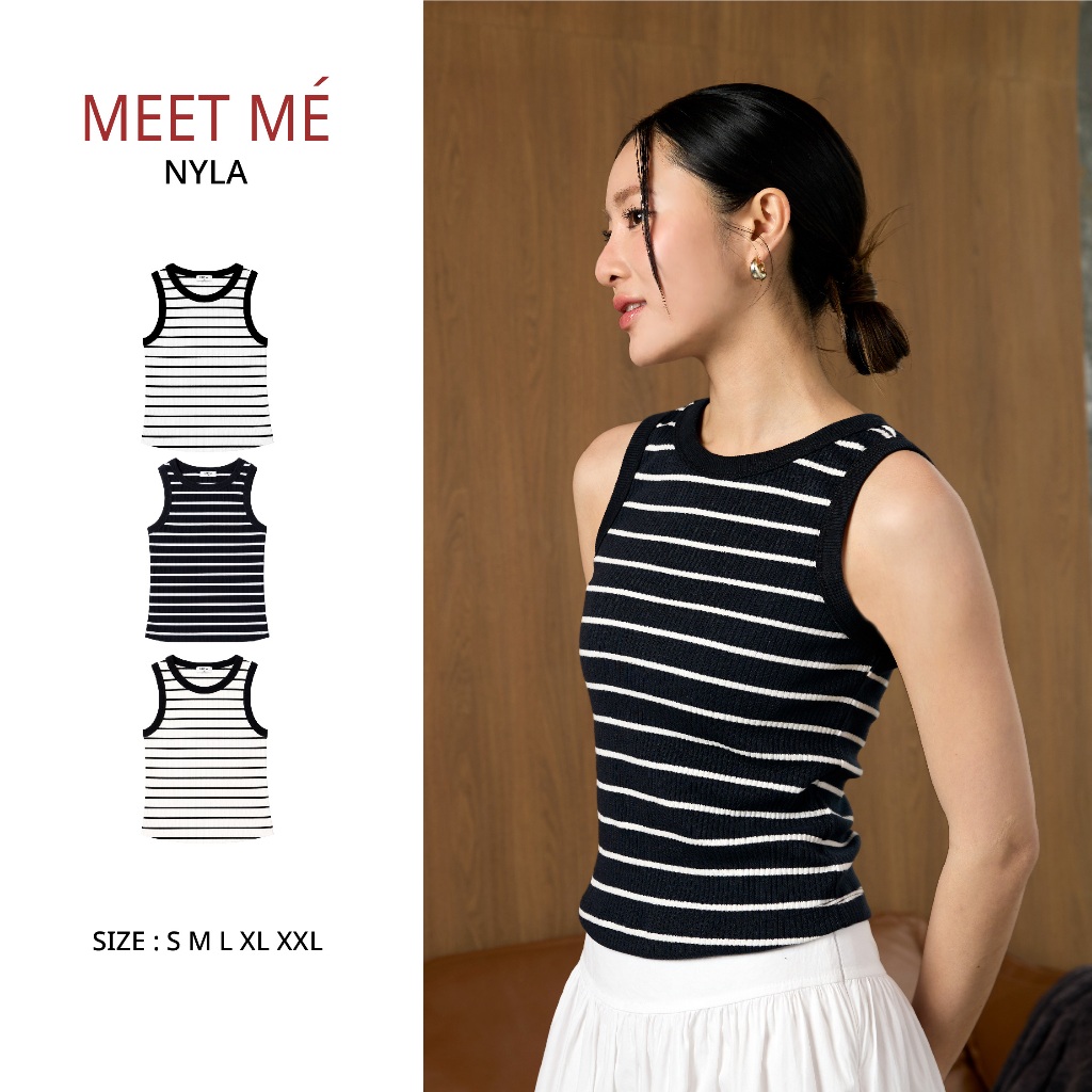 MEET ME - Top 0063 I NYLA TANK TOP เสื้อกล้ามลายทางผ้าร่อง