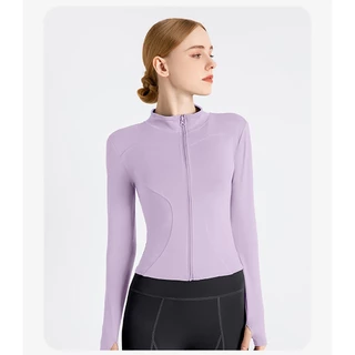 ✨เพิ่มสีใหม่✨(YOGA-135) เสื้อกีฬาแจ็คเก็ตแขนยาวมีซิปรูด เสื้อคลุมออกกำลังกาย ทรงกระชับเข้ารูป