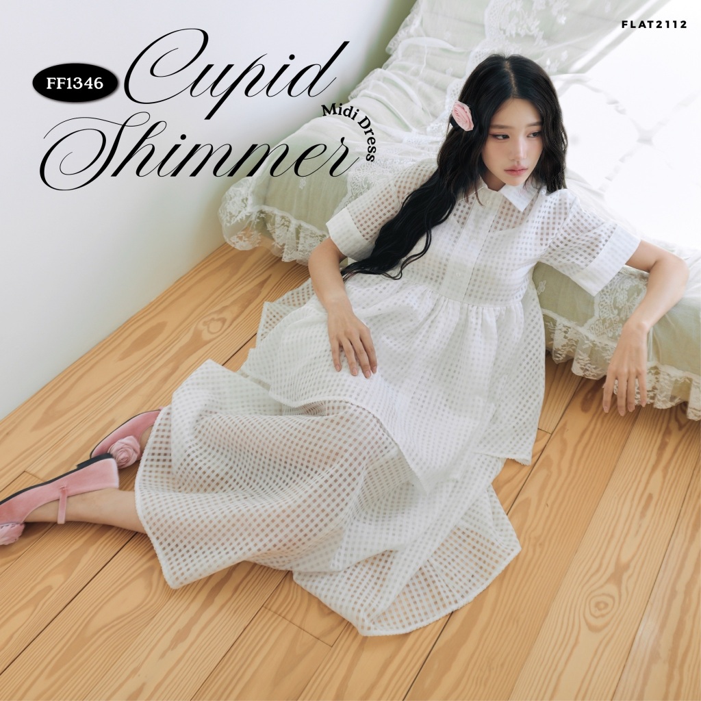 FLAT2112 : CUPID SHIMMER MAXI DRESS เดรสสีขาวสไตล์มินิมอลเกาหลี เดรสสีขาวลุคลูกคุณหนูเรียบโก้ ชุดขาวใส่เที่ยว (FF1346)