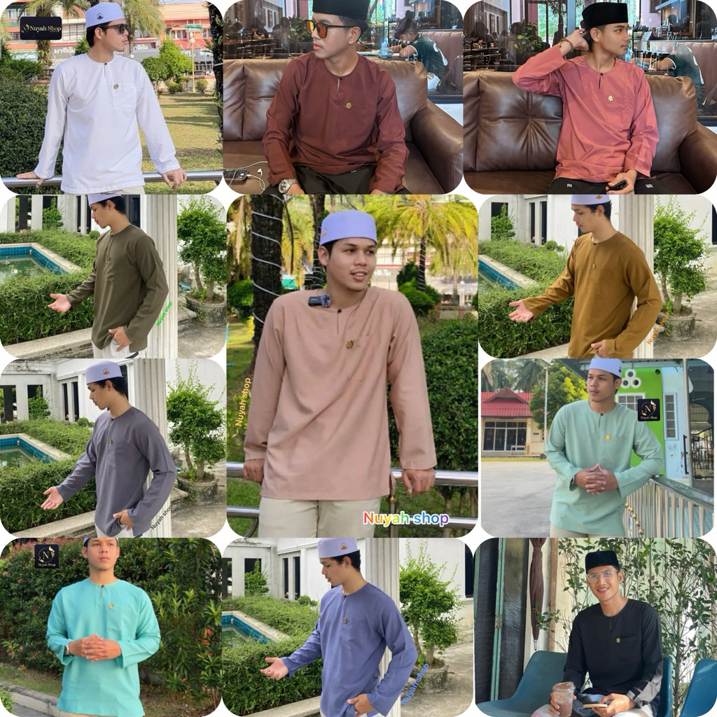เสื้อมือลายูแขนยาว  Bajumelayu ผ้าไหมอีตาลี่ พรีเมี่ยม