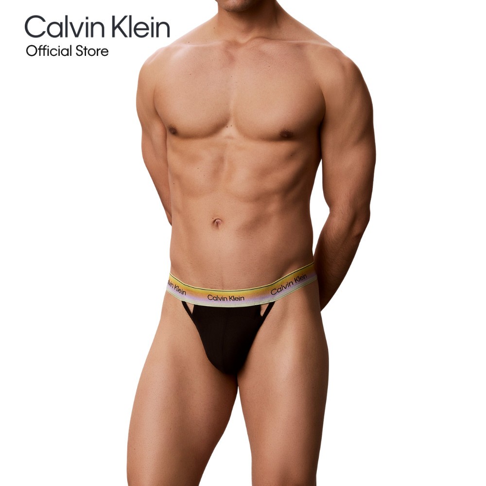 CALVIN KLEIN กางเกงในผู้ชาย Icon Mesh Pride ทรง Thong รุ่น NB4593 UB1-สีดำ
