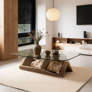 🔥พร้อมส่ง🔥โต๊ะกลาง ความหนา coffee table โต๊ะกลางโซฟา กระจกนิรภัย แข็งแรงและทนทาน ติดตั้งง่าย J