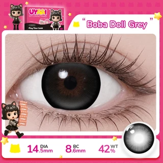[0.00~5.00] UYAAI คอลแทคเลนส์ คอนเทคเลนส์สายตาสั้น Boba Doll 14.5MM น้ำตาล Pro Max SIZE Gray คอนแทค
