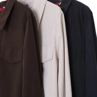 Lawyer Store I [727334] เสื้อคอปกแขนยาว แต่งกระเป๋าหลอก ส่เป็นเสื้อคลุมก็ได้ หรือใส่ตัวเดียวก็ได้ เสื้อคลุม เสื้อผู้หญิง