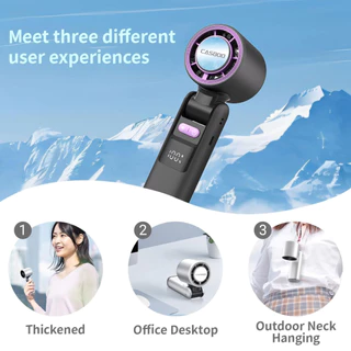 CASGOO K801 พัดลมไอเย็น ICE Cooling ปรับลม199ระดับ เย็น16°C มอเตอร์13000rpm แบตใหญ่ ปรับ180° ได้ไฟฉาย สายคล้องฟ