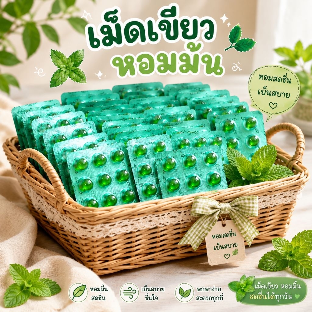ลูกอมwูDiน หอมกลิ่นมิ้นสดชื่น เย็นคอ 100เม็ด