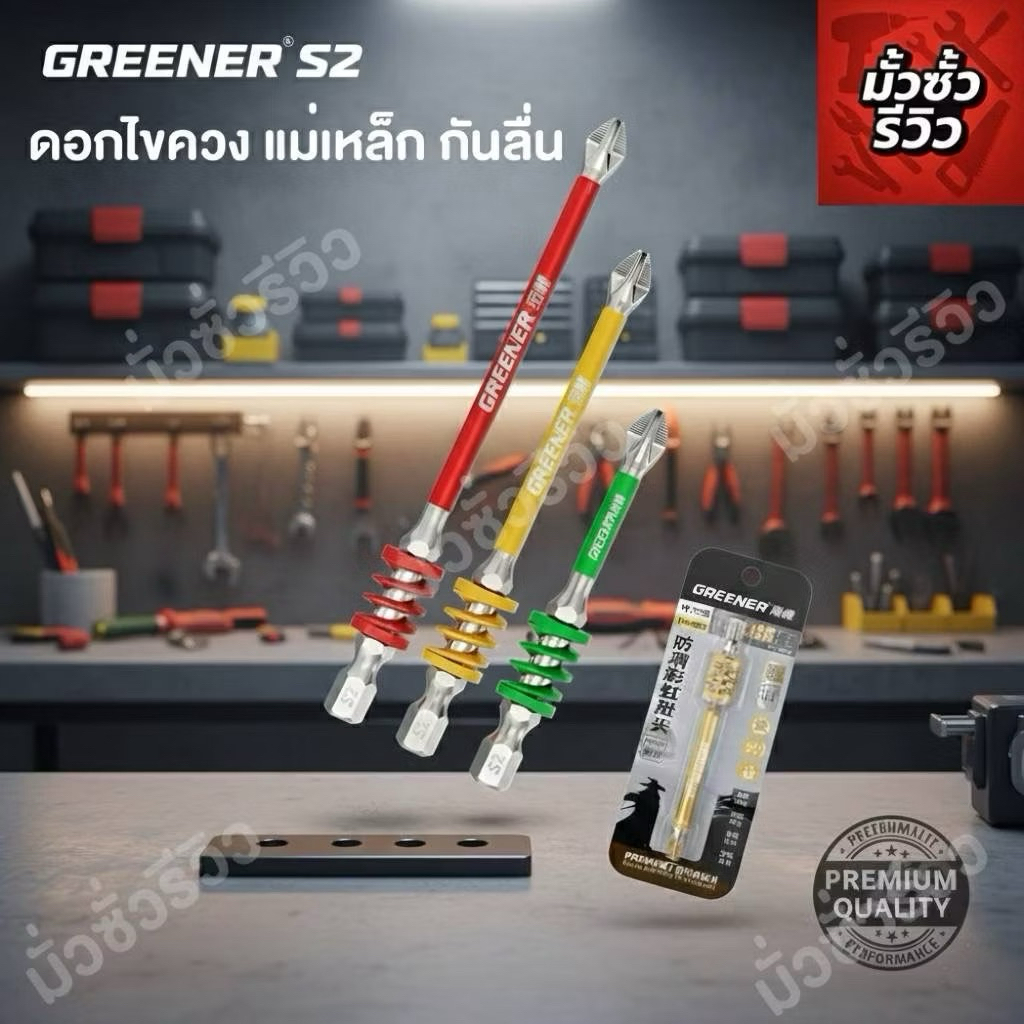 ดอกไขควงแม่เหล็ก Greenerฟรีปลอกแม่เหล็ก มีกันลื่น มีแม่เหล็กในตัวสินค้ามีพร้อมส่งโกดังในไทย