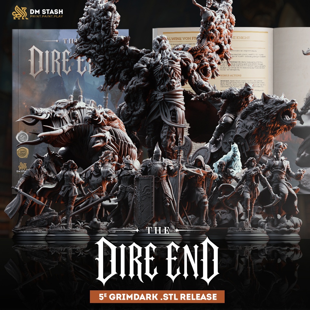DnD Miniature I The Dire End Iโมเดลบอร์ดเกม (งานเรซิ่นยังไม่ลงสี) ขนาดฐาน 1-2 นิ้ว