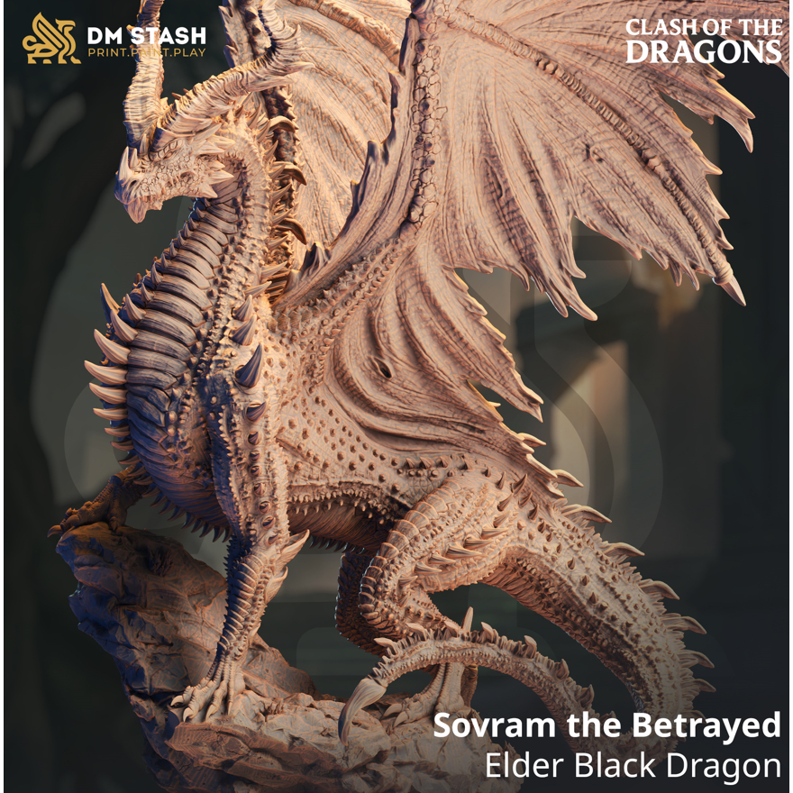 [dnd] Sovram the Betrayed - Elder Black Dragon 3Dresin