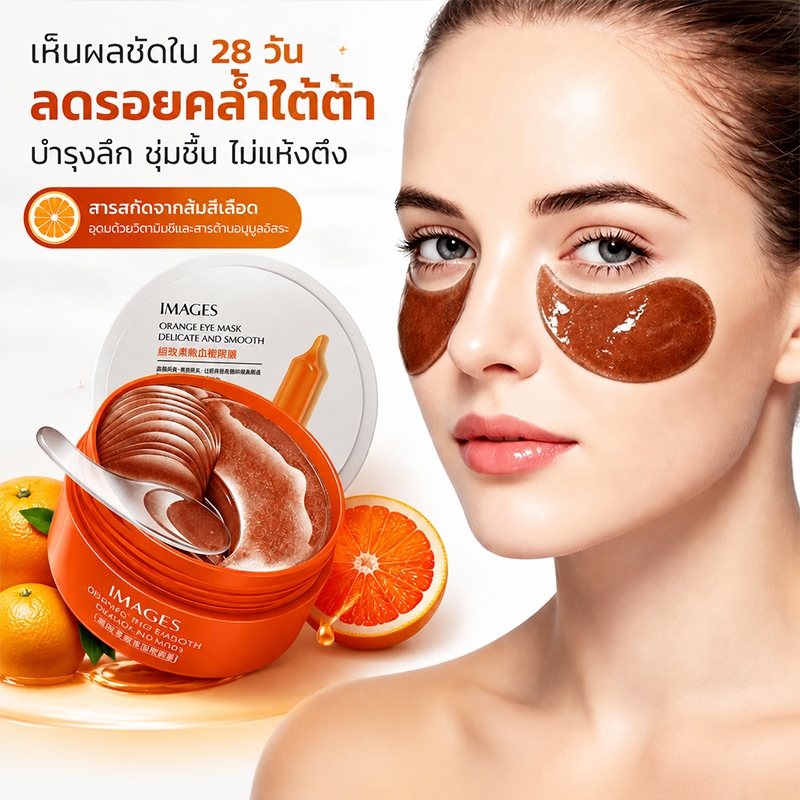 แผ่นมาส์กใต้ตา มาร์คใต้ตา ช่วยลดตาบวม ริ้วรอย รอยตีนกา หมองคล้ำ มาส์ก มาร์ค เซรั่ม ZOZU VC IMAGES EYE MASK BLOOD ORANG