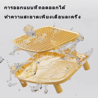 ตะแกรงดักทรายแมว แบบยกสูง ลดทรายหกเลอะพื้น ถอดล้างได้ สำหรับกระบะทรายแมว