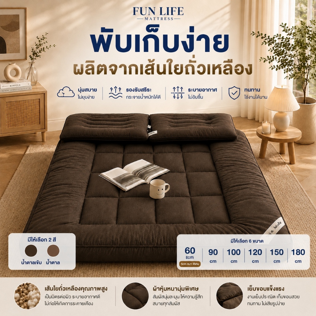 FLM Topper ท็อปเปอร์รุ่นนุ่มแน่นและ 3.5ฟุต/5ฟุต/6ฟุต นุ่มนอนสบาย ทอปเปอร์