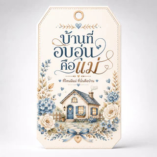ป้ายแท็กวันแม่ ป้ายห้อยของขวัญให้แม่ ลายดอกไม้ มะลิ รักแม่ ใช้ตกแต่งแพ็กเกจของขวัญ (42ชิ้น/แพ๊ค)