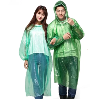 เสื้อกันฝนผู้ใหญ่ เนื้อหนา มีหมวก แขนจั๊ม คละสี ยกโหล 12 ตัว