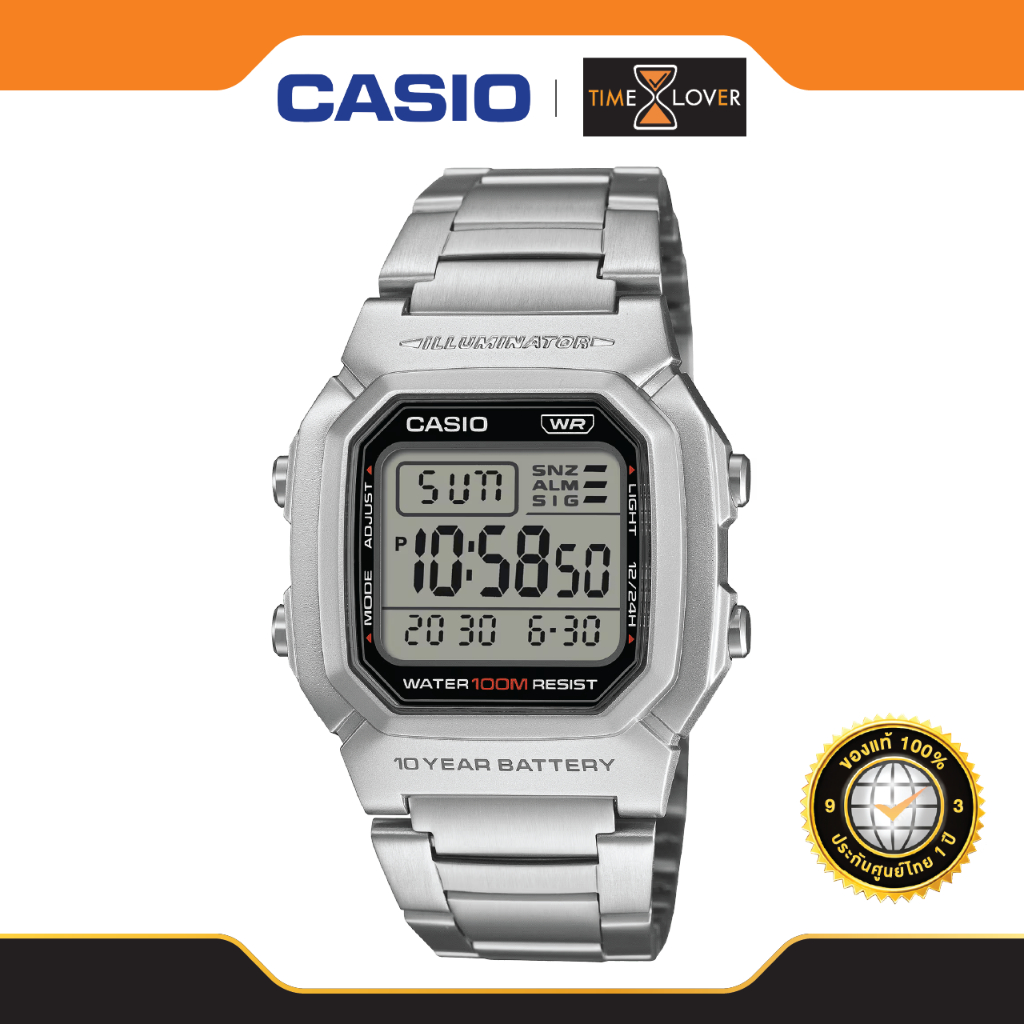 CASIO รุ่น W-800HD-1AV แท้ 100% ประกันศูนย์ ดีไซน์เรียบง่าย จออ่านง่าย กันน้ำ 100 เมตร แบตอึดสิบปี