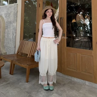crop..shop กางเกงงานสวย (มี2เเบบ) คุณหนูมาก มีซับ ปล่อยชายขา ลมุนสุดๆ ใส่ง่ายไปได้ทุกที่ งานปังมาก