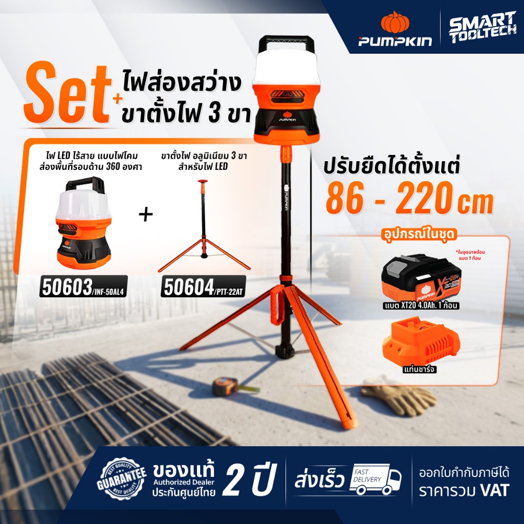 🔥รุ่นใหม่2026 ส่งด่วน🔥 ไฟ LED แบบไฟโคมส่องพื้นที่รอบด้าน 360° Pumpkin 50602 , 50603 ไฟส่องสว่าง