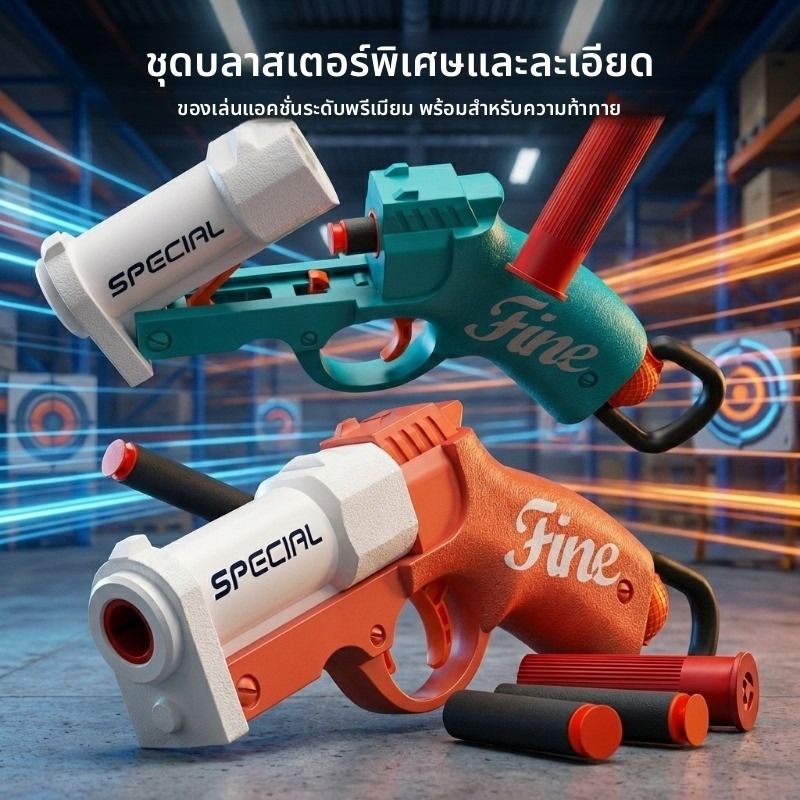 ปืนไรเฟิลแบบมือกดแบบหนึ่งปุ่ม ปืนยิงกระสุนอ่อน ปืนเกมต่อสู้สำหรับเด็กผู้ชาย ปืนลูกซองของเล่น