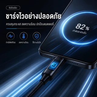 NEODIGI สายชาร์จไนล่อนเร็ว 100W พร้อมไฟ LED (รองรับ PD Fast Charge) ใช้ได้ทั้ง iOS และ Android