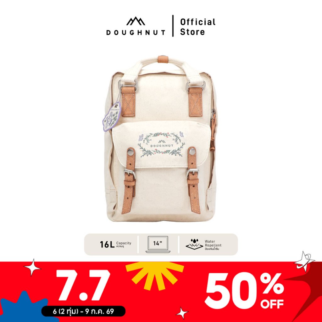 DOUGHNUT รุ่น Macaroon 16L Sweetened Fantasy Series กระเป๋าเป้โดนัท สารพัดช่องจัดเก็บ สายสะพายบุนวม อะไหล่หนังแท้ ทนทาน