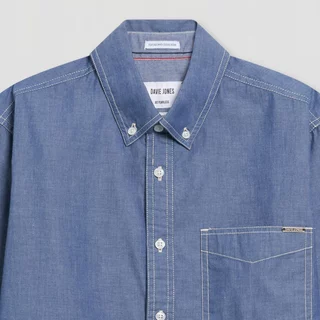 DAVIE JONES [BE FEARLESS] เสื้อเชิ้ตแขนยาวผู้ชาย Slim fit Long Sleeve Shirt สีฟ้า SH0121