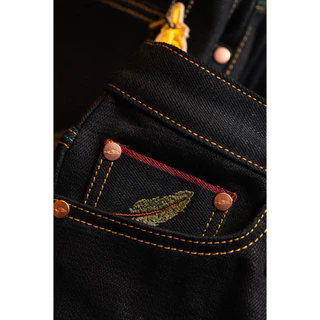 Pinion 21oz หมีเขียว BY Okayama Denim Newหมี Indigo X green 21 oz ) Produced ผลิตออกมาเพียง250 ตัว indigo fade เฟดฟ้า