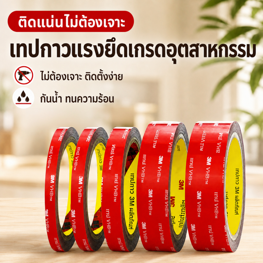 [1 ม้วน ยาว 3 เมตร] เทปกาวสองหน้าแรงยึด ไม่ทิ้งคราบกาว ทนความร้อน กันน้ำ ใช้ได้ทั้งรถยนต์และใช้ภายในบ้าน
