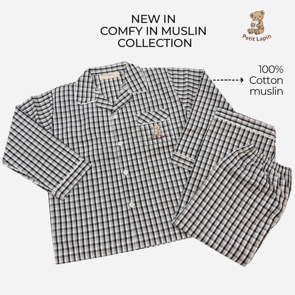 ชุดนอนเด็กเปอติ ลาแปง ~ แขนยาว ขายาว ~ เนื้อผ้า 100% Cotton ~ Linear Legacy Collection