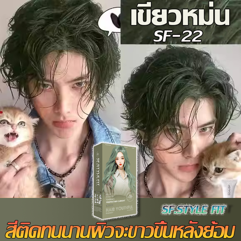 สีย้อมผม เขียวหม่น ยาย้อมผม ครีมย้อมผม ปิดผมขาว สีติดทนนาน ผมนุ่มเงางาม ใช้งานง่าย ทำเองได้ที่บ้าน