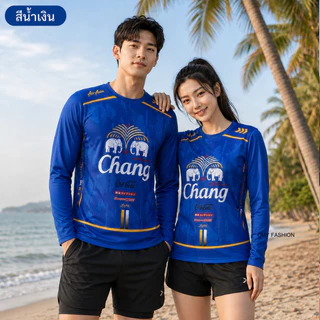 เสื้อกีฬา แขนยาว M-3XLเสื้อกันแดดชายหญิง พิมพ์ลายช้าง ผ้าไมโคร ระบายอากาศดี ใส่เที่ยวทะเล ใส่เล่นกีฬาได้ t264c#