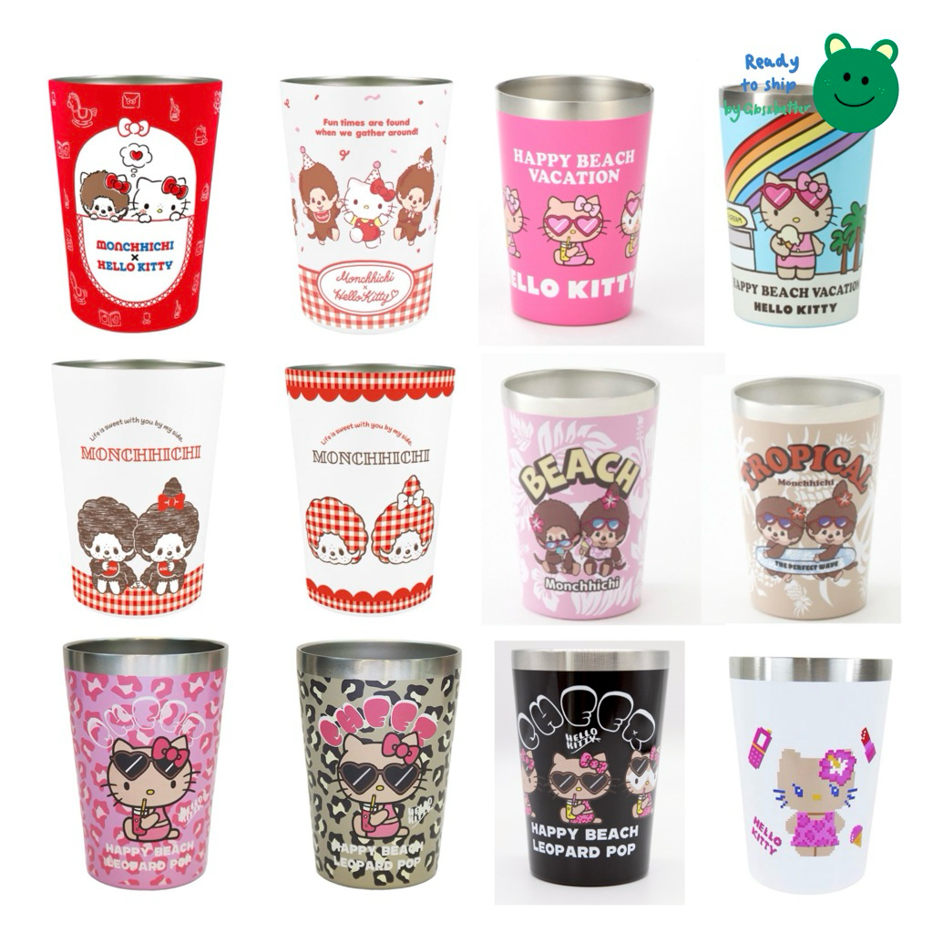(พร้อมส่ง แท้จากญี่ปุ่น) แก้วน้ำ 2 way Collection Monchhichi x Kitty 450ml