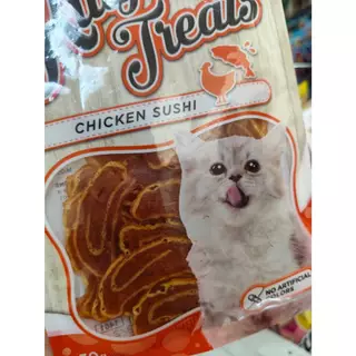1461 Kitty Treats CHICKEN SUSHI คิตตี้ทรีต ชิดเก้นซูชิ(ซูชิไก่สไลด์) (ขายยกแพ็ค 12 ซอง) ขนมแมว **12ถุง 400บาท