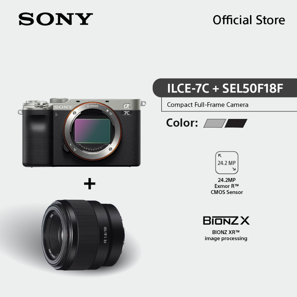 [แพ๊คสุดคุ้ม] Sony กล้อง Full-frame รุ่น ILCE-7C, Compact + Lens SEL50F18F