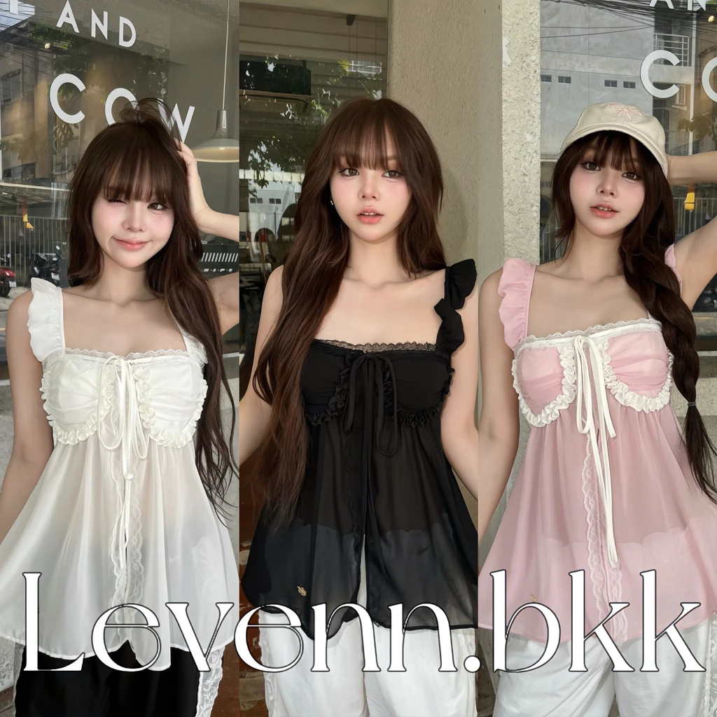 Levenn.bkk • Miko Top เสื้อแขนระบาย ดีเทลผูก ระบายอก ทรงสวย แมทง่าย