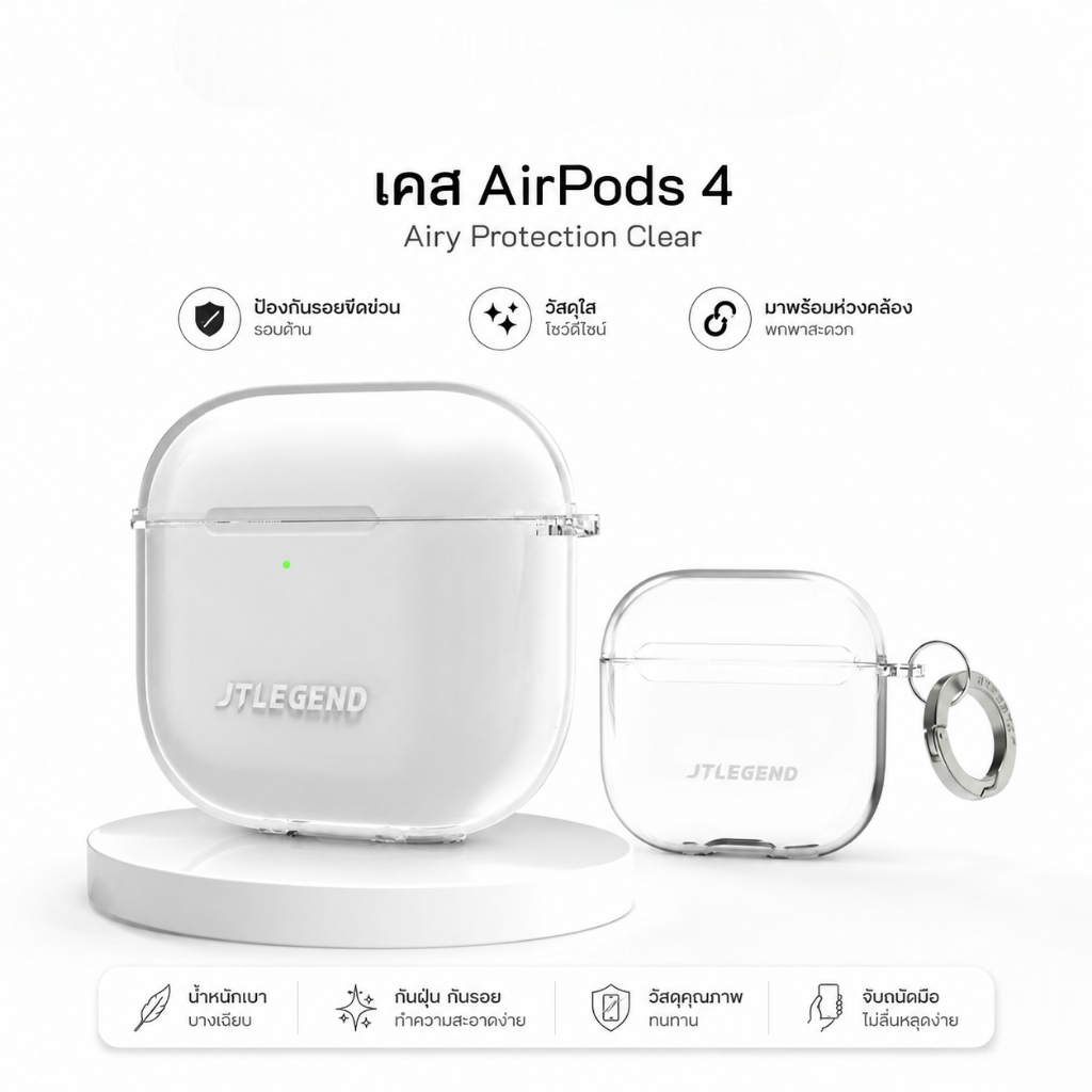 JTLEGEND Airy Protection เคส AirPods 4 - Clear